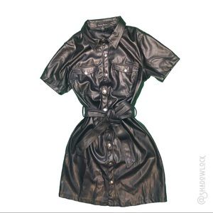 Vegan Leather Button Down Dress